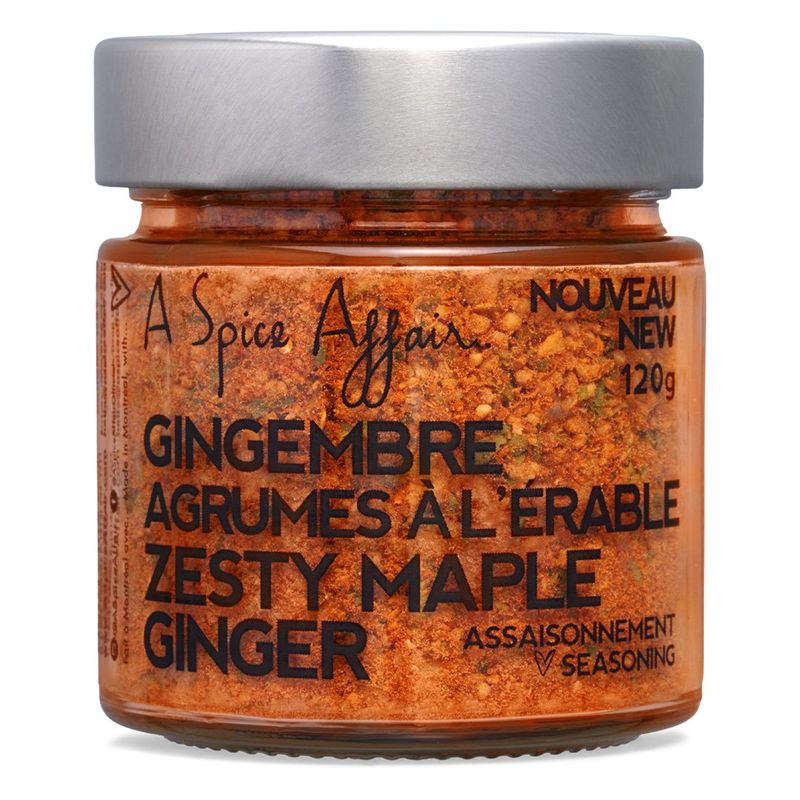 Assaisonnement Gingembre Agrumes À l'Érable A Spice Affair. Pot de 120g (4.2 oz)