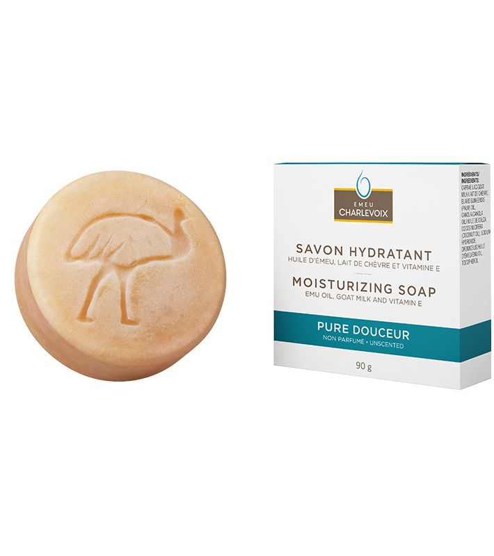 Savon hydratant - huile d'émeu, lait de chèvre et vitamine E - Pure douceur, 15 g