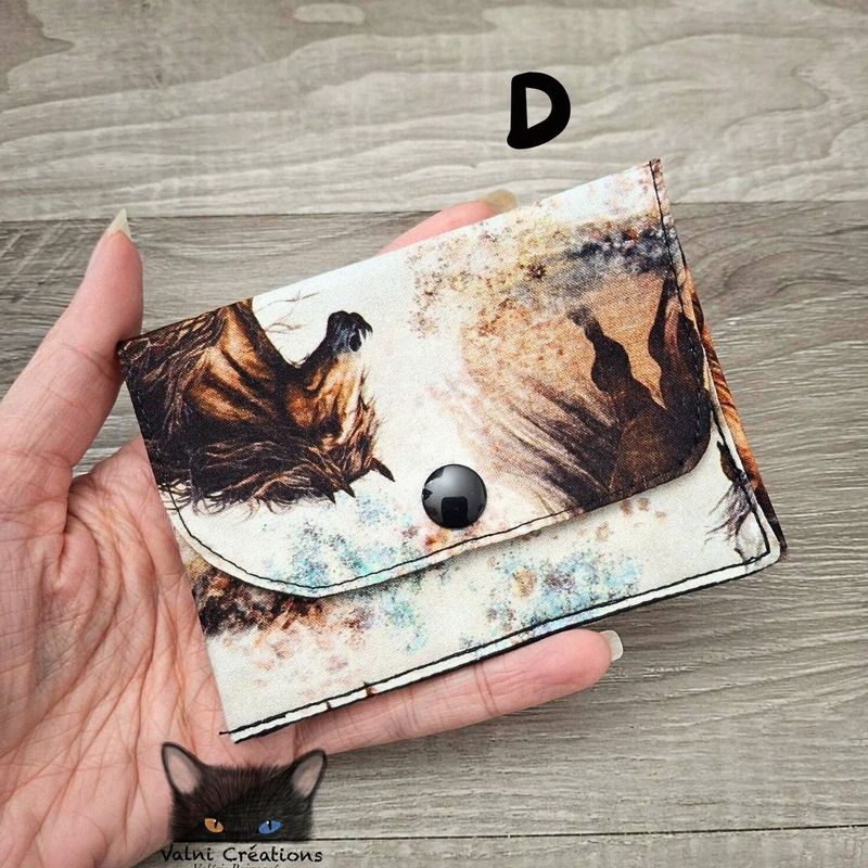 Petit Porte feuille, Porte Cartes, Petite Pochette, Pochette Colorée, porte cartes Chevaux, tissu