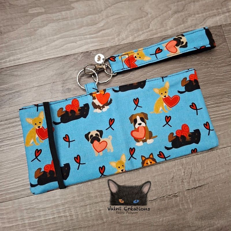 Ensemble Porte feuilles, ensemble porte clés, Porte Cartes, Avec élastique, coton, fait à la main
