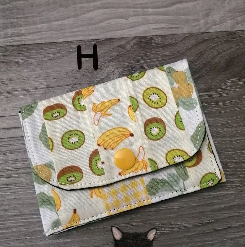 Petit Porte feuille, Porte Cartes, Porte carte crédit, porte cartes Fruits, Forme géométrique, tissu