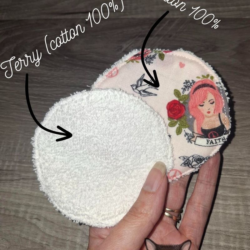 10 tampons démaquillants, lingettes démaquillantes, lavable et réutilisable, 100% coton et ratine