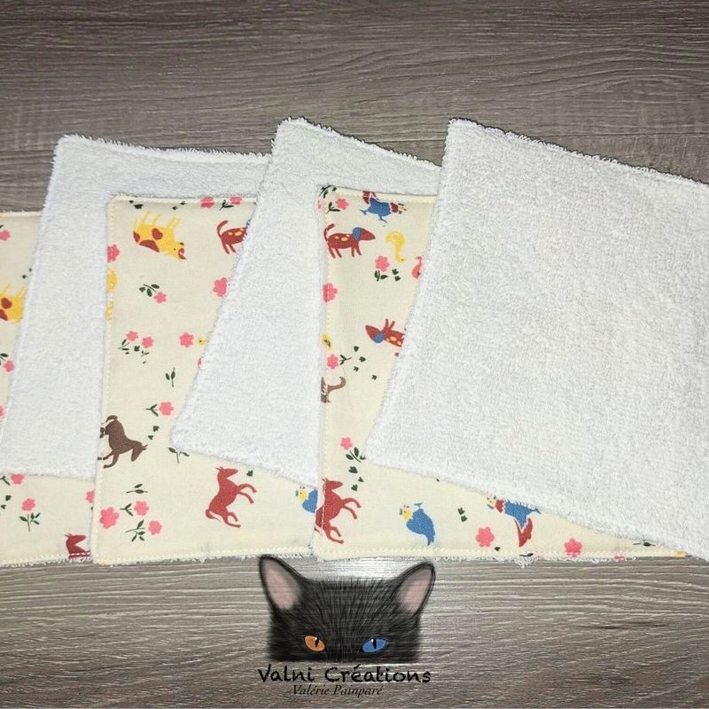 6 débarbouillettes pour bébés, lingettes, lavable et réutilisable, 100% coton et ratine de coton