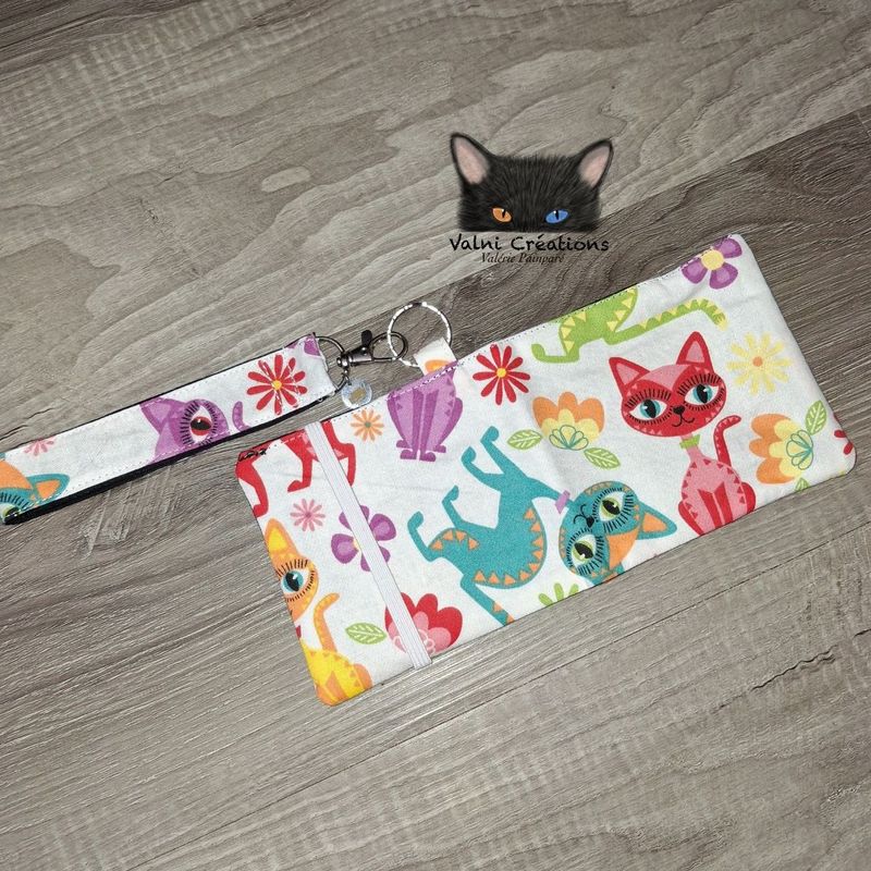 Ensemble Porte feuilles, ensemble porte clés, kit, Porte Cartes, Avec élastique, 100% coton