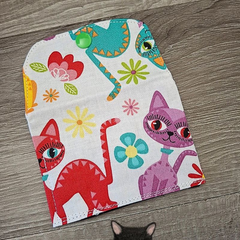 Petit Porte feuille, Porte Cartes, Petite Pochette, Porte Cartes d'affaires, Chats, tissu, 100%coton