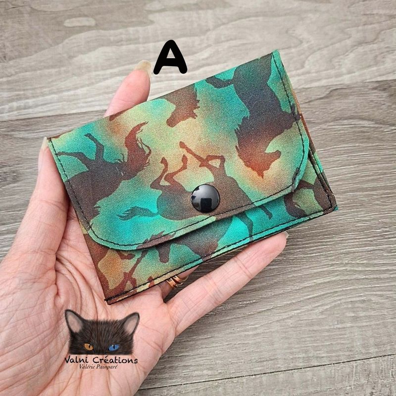 Petit Porte feuille, Porte Cartes, Petite Pochette, Pochette Colorée, porte cartes Chevaux, tissu