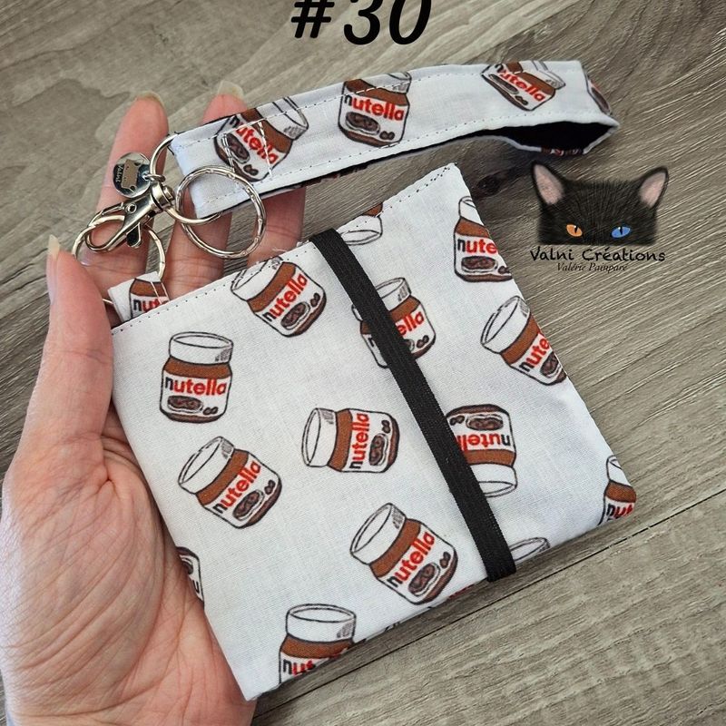 Petit Porte feuille, Porte Cartes, Petite Pochette, Porte Cartes d'affaires, Nutella, tissu, Coton