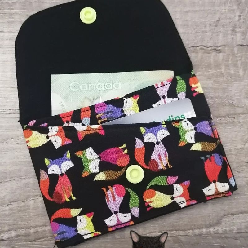 Petit Porte feuille, Porte Cartes, Petite Pochette, Pochette Renard, Porte Cartes d'affaires, tissu