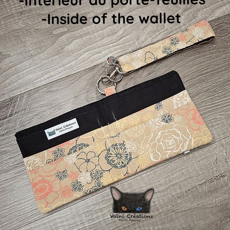 Ensemble Porte feuilles, ensemble porte clés, Porte Cartes, Avec élastique, fleurs, fait main