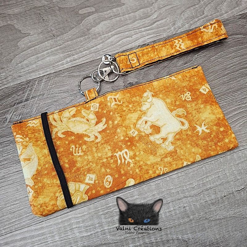 Ensemble Porte feuilles, ensemble porte clés, Porte Cartes, Avec élastique, Signes du zodiaque