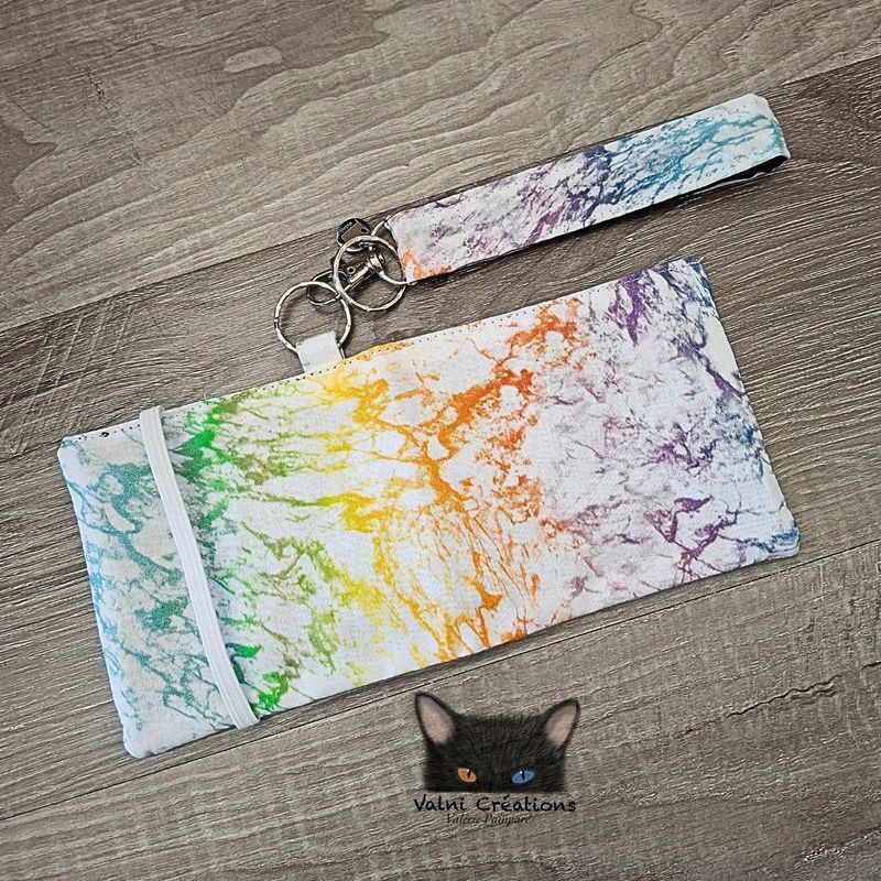 Ensemble Porte feuilles, ensemble porte clés, Porte Cartes, Avec élastique, Éclair, fait main