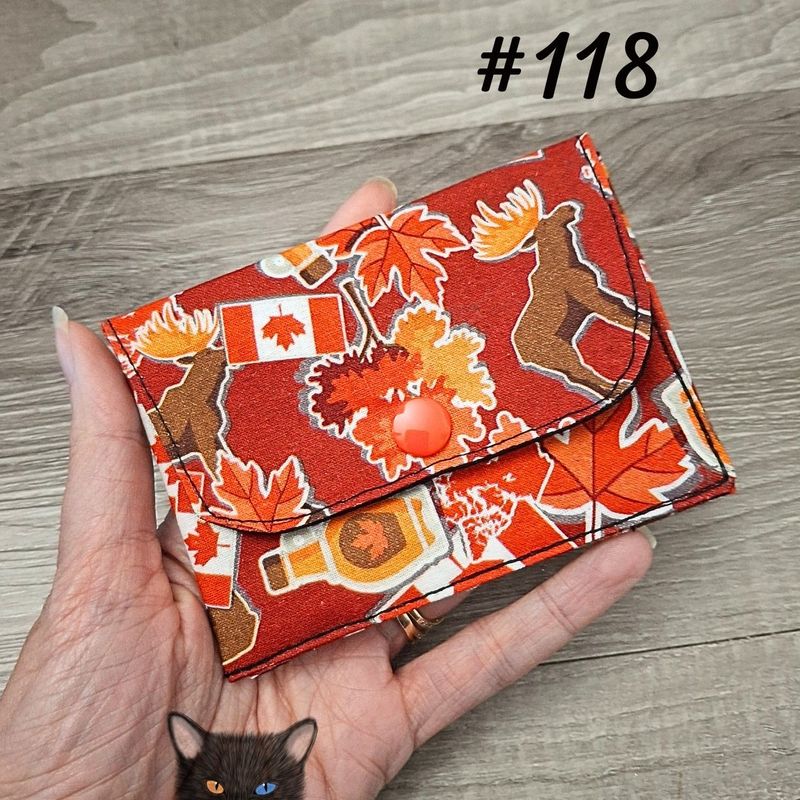 Petit Porte feuille, Porte Cartes, Petite Pochette, Porte Cartes d'affaires, Canada, tissu, coton