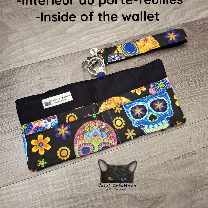 Ensemble Porte feuilles, ensemble porte clés, Porte Cartes, Avec élastique, Halloween, Sugar Skull