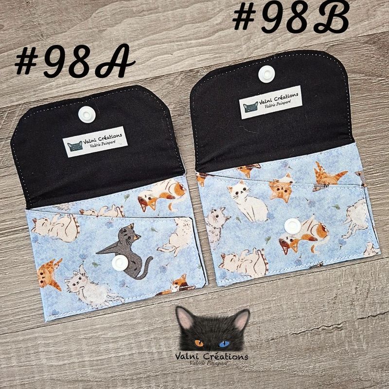 Petit Porte feuille, Porte Cartes, Petite Pochette, Porte Cartes d'affaires, Chats, tissu, 100%coton