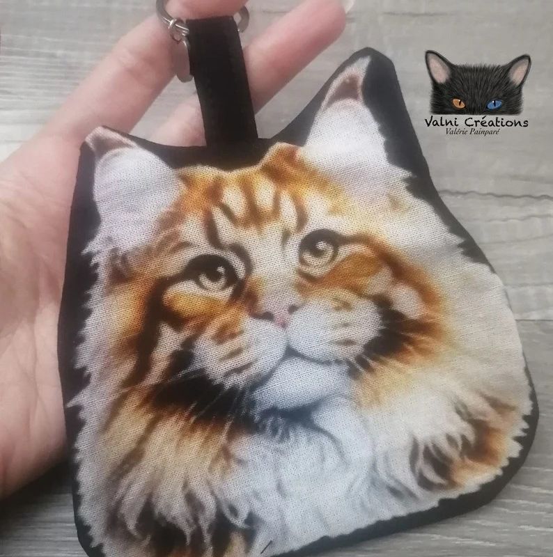 Porte Monnaie, petit fourre-tout, pochette zippée, pochette tissu, fourre-tout, porte clés Chat