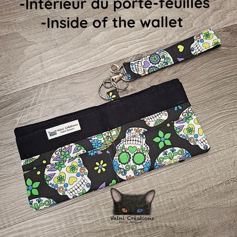 Ensemble Porte feuilles, ensemble porte clés, Porte Cartes, Avec élastique, Sugar Skull