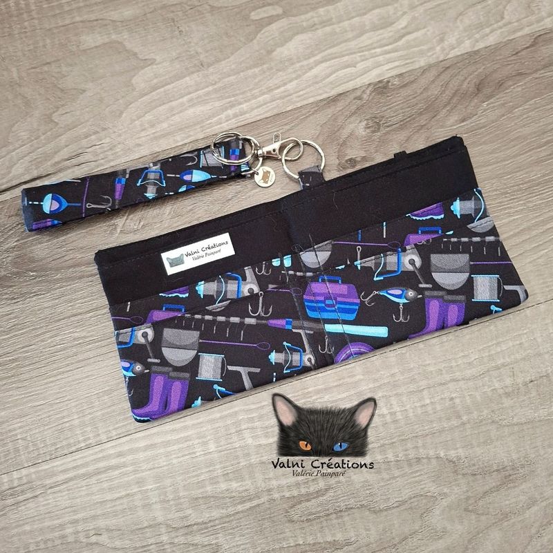 Petit Porte feuille, Porte Cartes, Petite Pochette, Porte Cartes d'affaires, Pêche, tissu, Coton