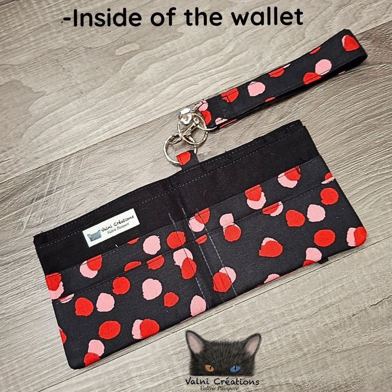 Ensemble Porte feuilles, ensemble porte clés, Porte Cartes, Avec élastique, Pois, fait main