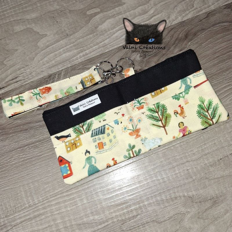 Ensemble Porte feuilles, ensemble porte clés, kit, Porte Cartes, Avec élastique, 100% coton