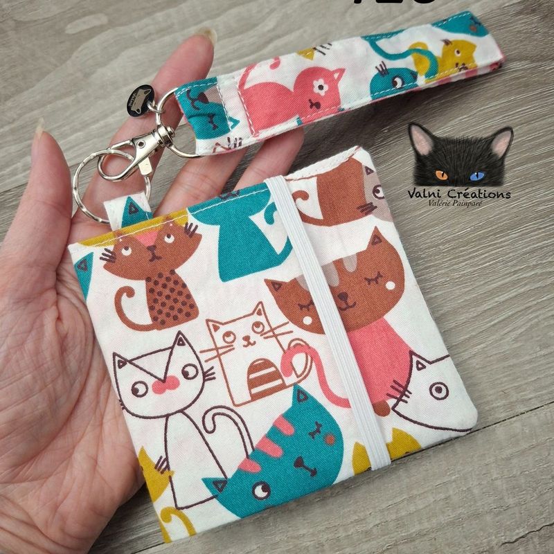 Ensemble Porte feuilles, ensemble porte clés, kit, Porte Cartes, Avec élastique, 100% coton