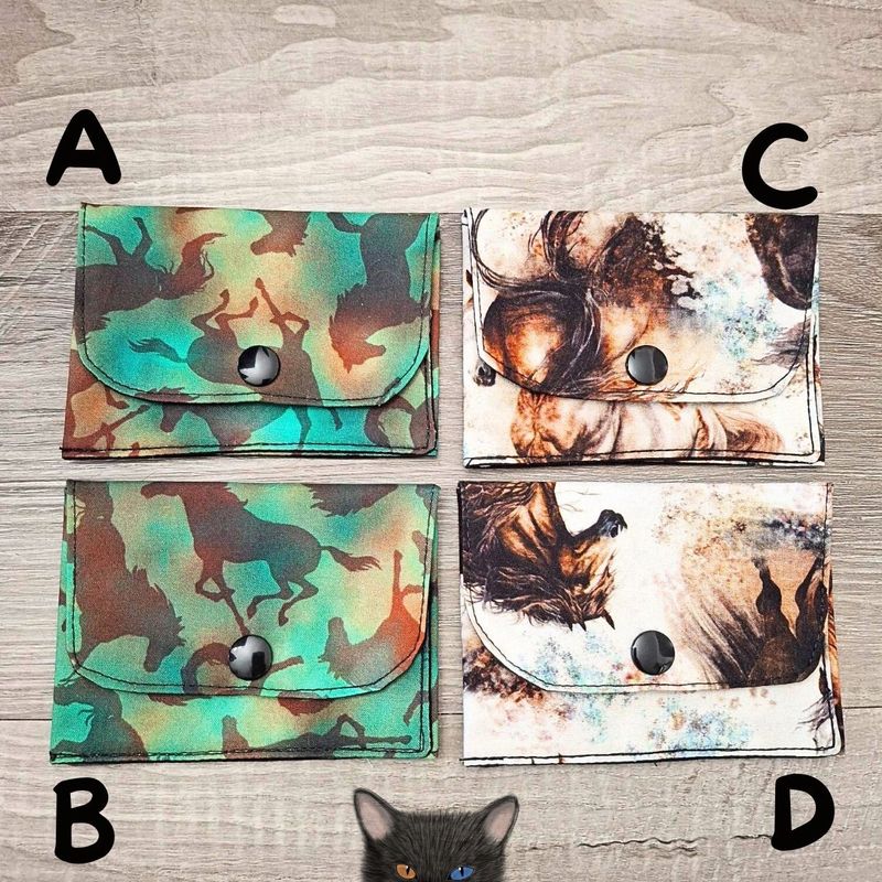 Petit Porte feuille, Porte Cartes, Petite Pochette, Pochette Colorée, porte cartes Chevaux, tissu