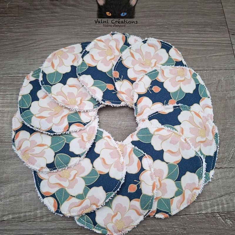 10 tampons démaquillants, lingettes démaquillantes, lavable et réutilisable, 100% coton, Fleurs