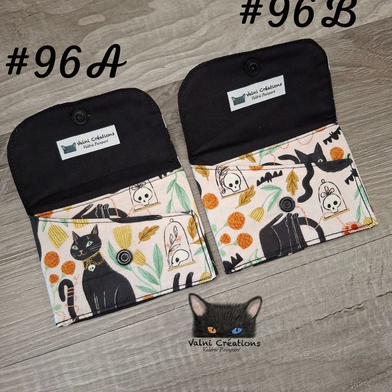 Petit Porte feuille, Porte Cartes, Petite Pochette, Porte Cartes d'affaires, Chats, tissu, 100%coton