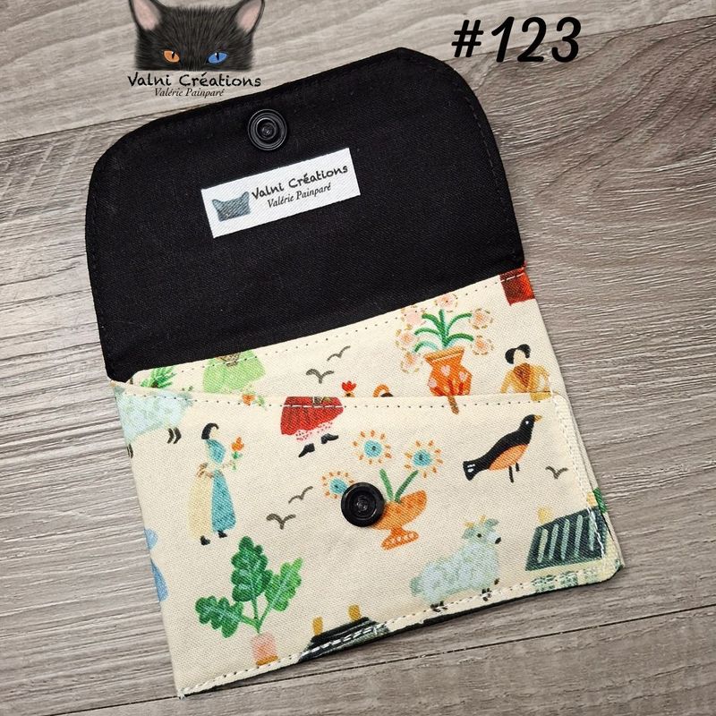 Petit Porte feuille, Porte Cartes, Petite Pochette, Porte Cartes d'affaires, Ancien, tissu, Coton