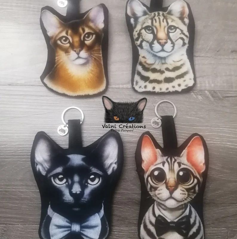 Porte Monnaie, petit fourre-tout, pochette zippée, pochette tissu, pochette porte-clés, Chat