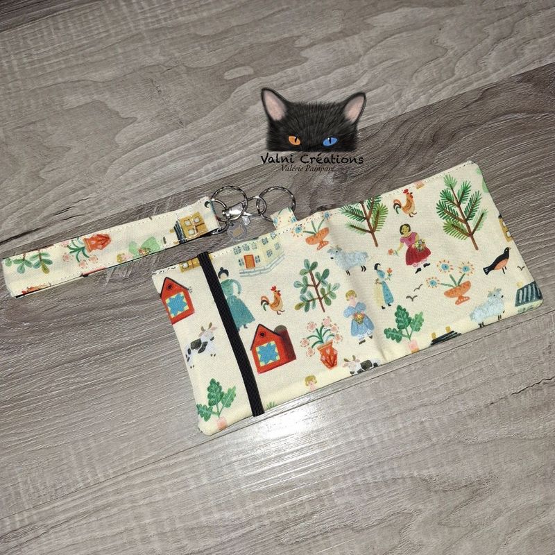 Ensemble Porte feuilles, ensemble porte clés, kit, Porte Cartes, Avec élastique, 100% coton