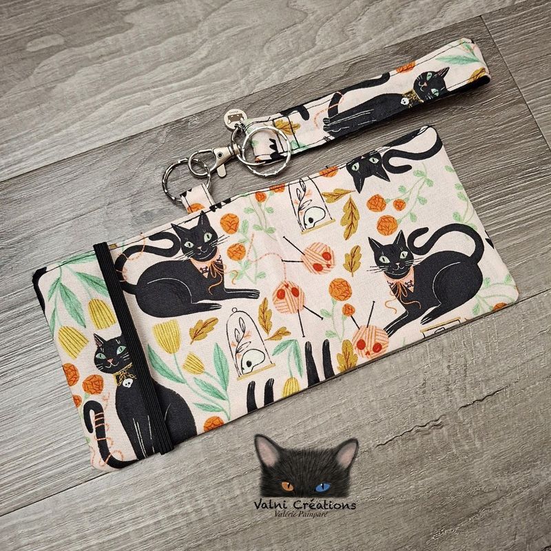 Ensemble Porte feuilles, ensemble porte clés, Porte Cartes, Avec élastique, coton, fait à la main