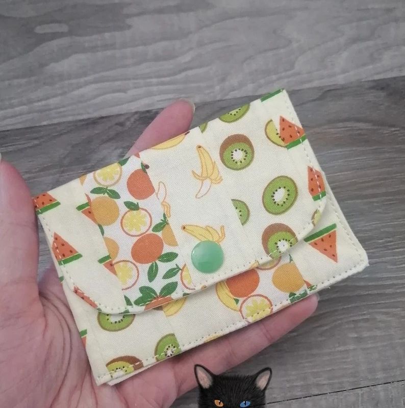 Petit Porte feuille, Porte Cartes, Petite Pochette, Pochette Colorée, porte cartes Fruits, Fruits