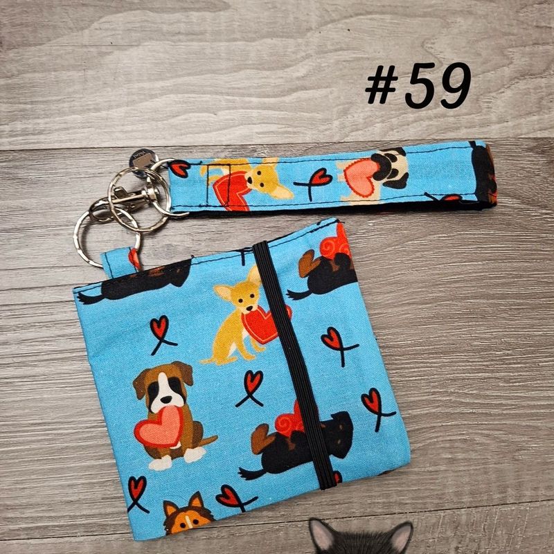 Ensemble Porte feuilles, ensemble porte clés, Porte Cartes, Avec élastique, coton, fait à la main