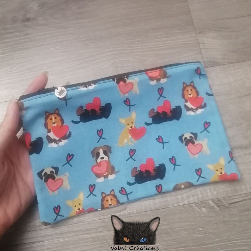 Étui à crayons, pochette, trousse à crayons, étui pour enfants, Chien, amoureux des chiens, coton