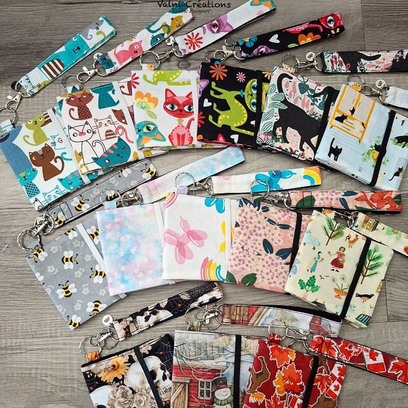 Ensemble Porte feuilles, ensemble porte clés, kit, Porte Cartes, Avec élastique, 100% coton