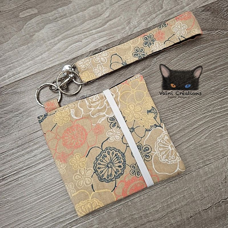 Ensemble Porte feuilles, ensemble porte clés, Porte Cartes, Avec élastique, fleurs, fait main