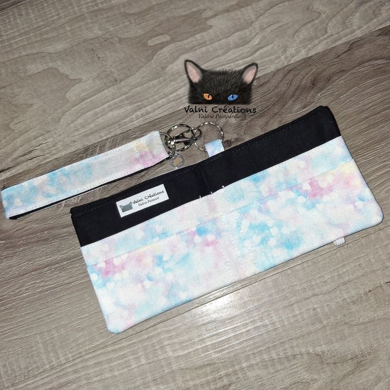 Ensemble Porte feuilles, ensemble porte clés, kit, Porte Cartes, Avec élastique, 100% coton