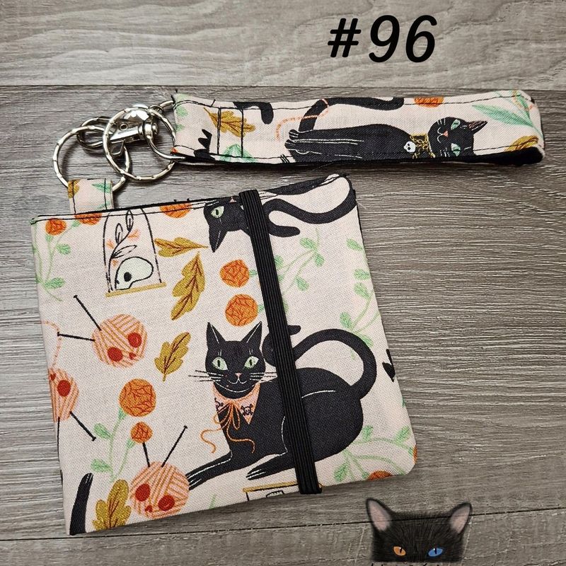 Ensemble Porte feuilles, ensemble porte clés, Porte Cartes, Avec élastique, coton, fait à la main