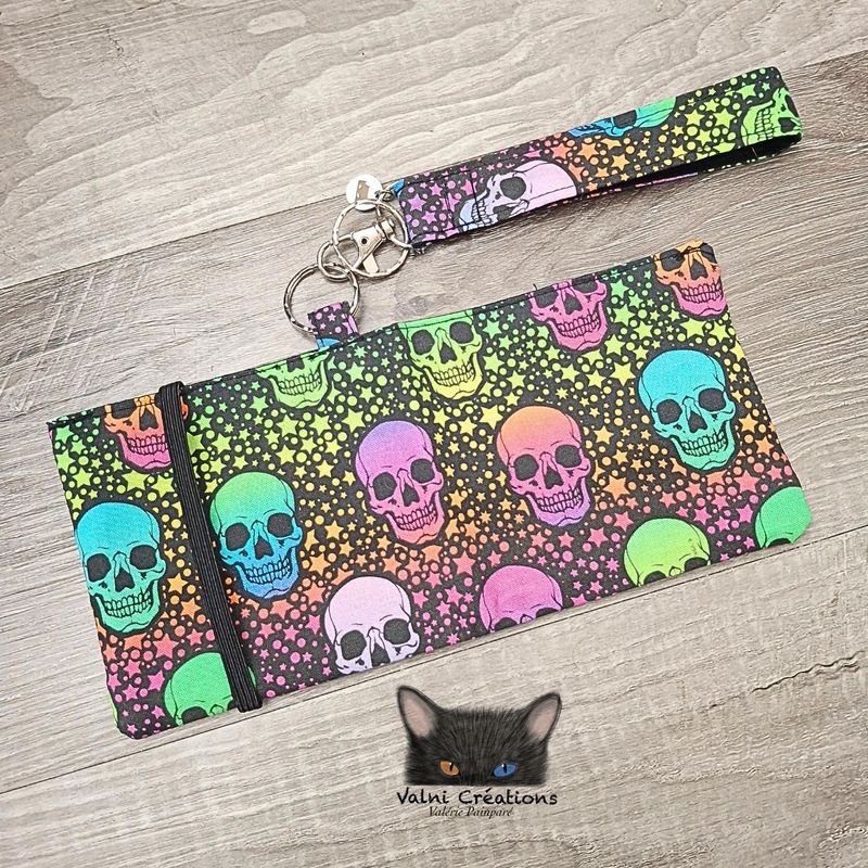 Ensemble Porte feuilles, ensemble porte clés, Porte Cartes, Avec élastique, Halloween, Crânes
