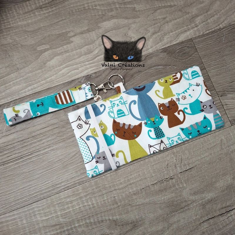 Ensemble Porte feuilles, ensemble porte clés, kit, Porte Cartes, Avec élastique, 100% coton