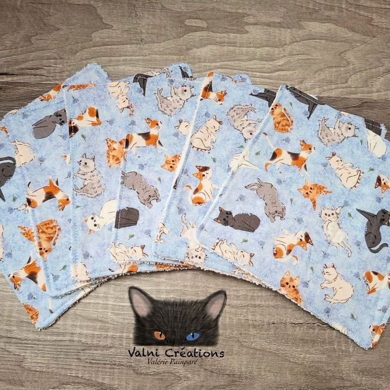 6 débarbouillettes pour bébés, lingettes, lavable et réutilisable, 100% coton et ratine de coton