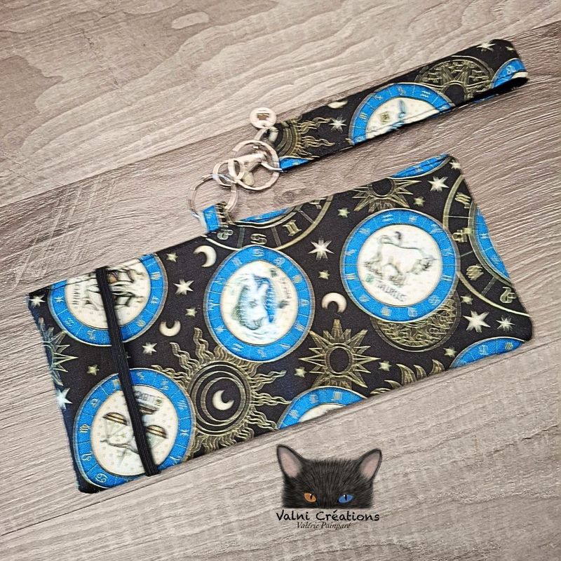 Ensemble Porte feuilles, ensemble porte clés, Porte Cartes, Avec élastique, Signes du zodiaque