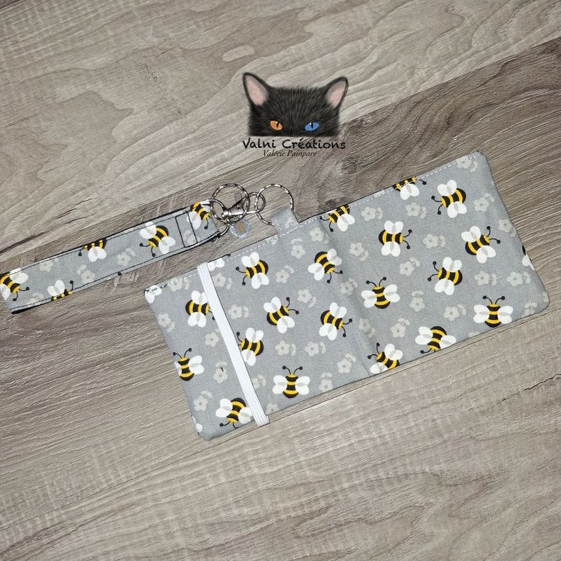 Ensemble Porte feuilles, ensemble porte clés, kit, Porte Cartes, Avec élastique, 100% coton