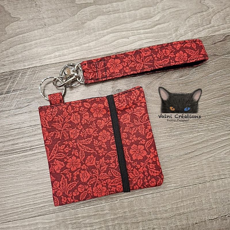 Ensemble Porte feuilles, ensemble porte clés, Porte Cartes, Avec élastique, Fleurs, fait main