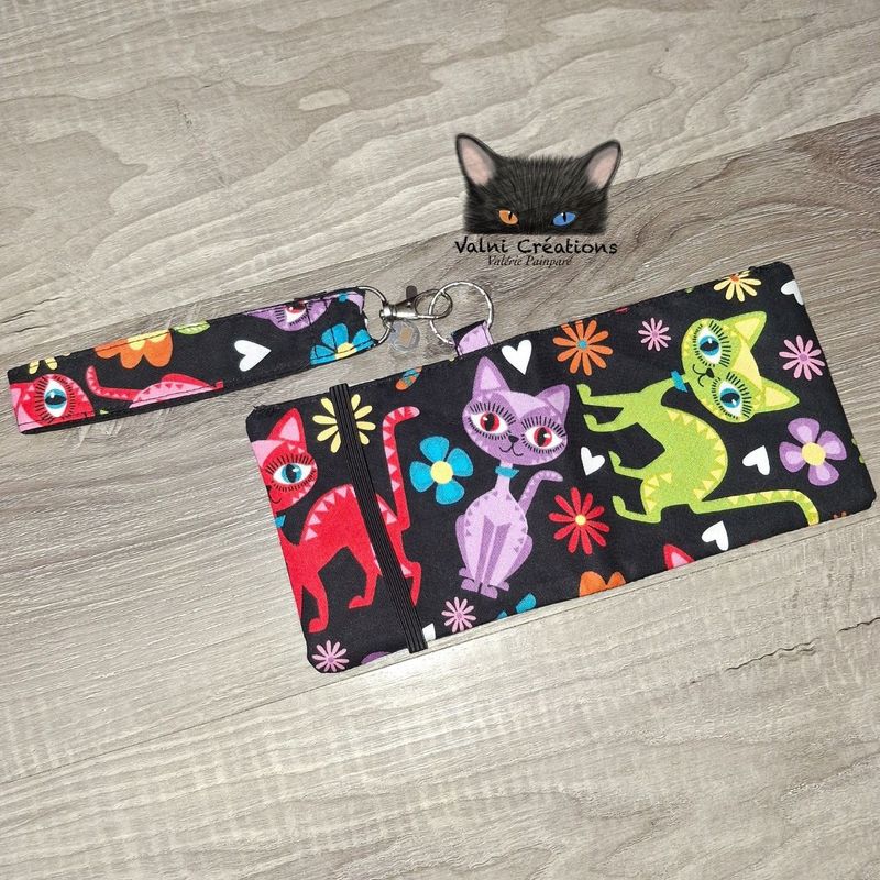 Ensemble Porte feuilles, ensemble porte clés, kit, Porte Cartes, Avec élastique, 100% coton