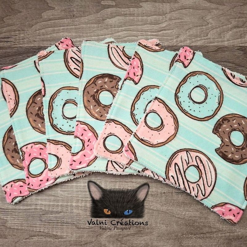 6 débarbouillettes pour bébés, lingettes, lavable et réutilisable, 100% coton et ratine de coton