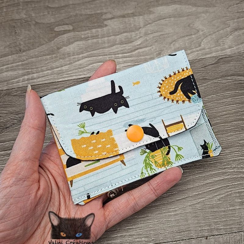 Petit Porte feuille, Porte Cartes, Petite Pochette, Porte Cartes d'affaires, Chats, tissu, 100%coton