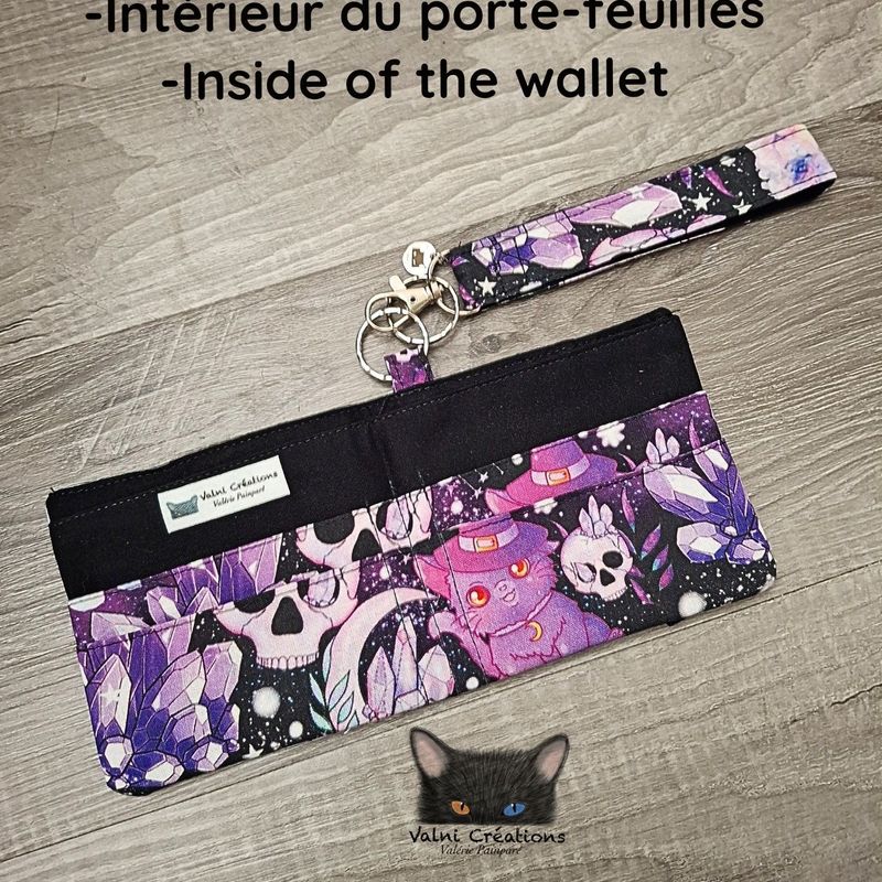 Ensemble Porte feuilles, ensemble porte clés, Porte Cartes, Avec élastique, sorcières, chats, gems