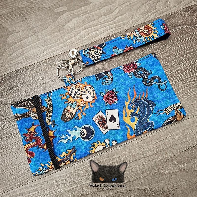 Ensemble Porte feuilles, ensemble porte clés, Porte Cartes, Avec élastique, Style Tatouage