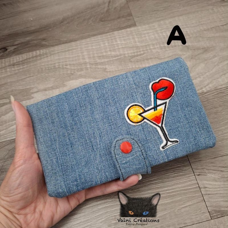 Grand Porte feuille, Denim recyclé, Porte Cartes, Grand Portefeuille, Porte feuille, jeans recyclé